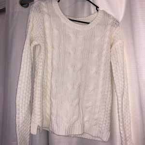 cozy white knitted sweater